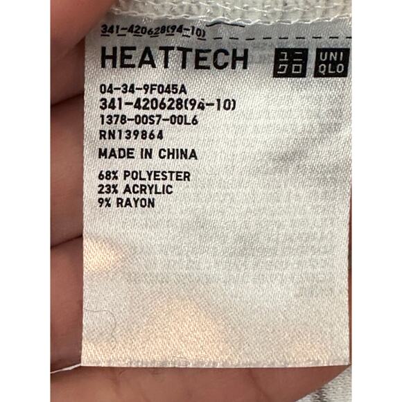 Uniqlo white gray stripes long sleeves fleece t shirt size Large - Picture 4 of 10